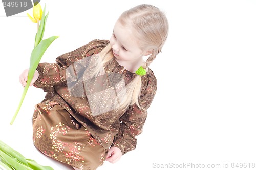 Image of Little girl with flowers