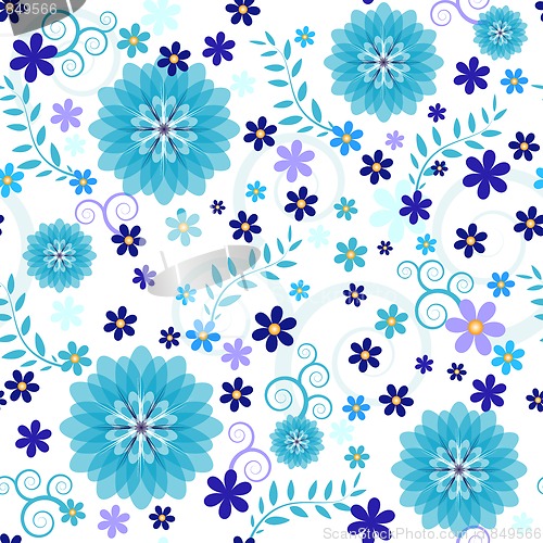 Image of  Seamless blue floral pattern 