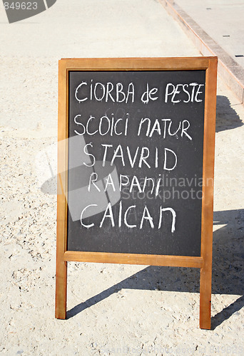 Image of Restaurant menu chalkboard 