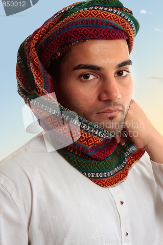 Image of Arab Man in traditional turban keffiyeh