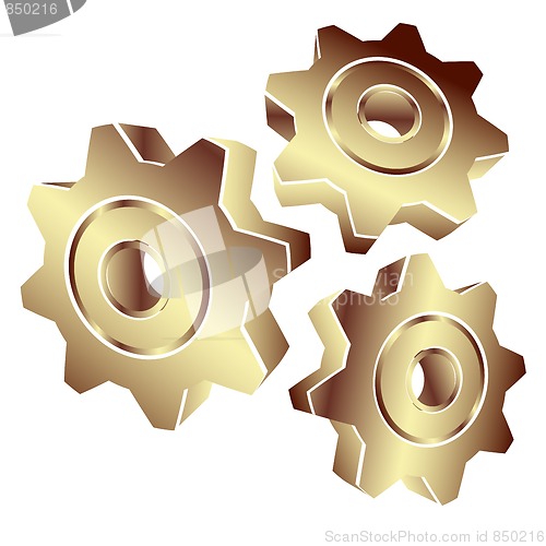 Image of 3D gears in gold