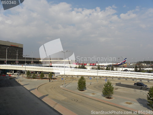 Image of Russia. Moscow. International airport Sheremetyevo. 15 April 2010.  Air-liner of Aeroflot  