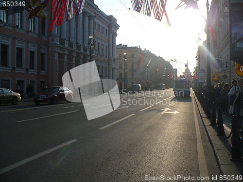 Image of Russia. Saint Petersburg. Nevsky Prospekt in sun beams