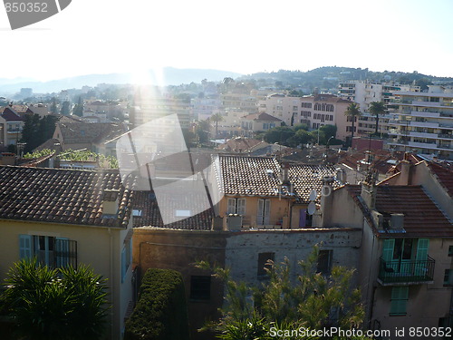 Image of France. French Riviera. Cannes. Picturesque roofs of the houses in sun beams  