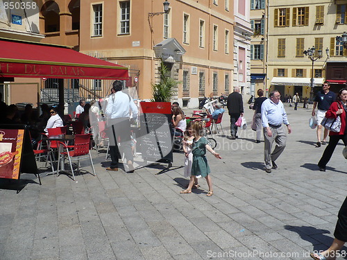 Image of France. French Riviera. Nice. Girls dance on the square  