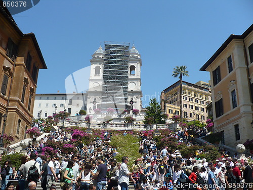 Image of Italy. Rome. Blossoming Spanish Steps  