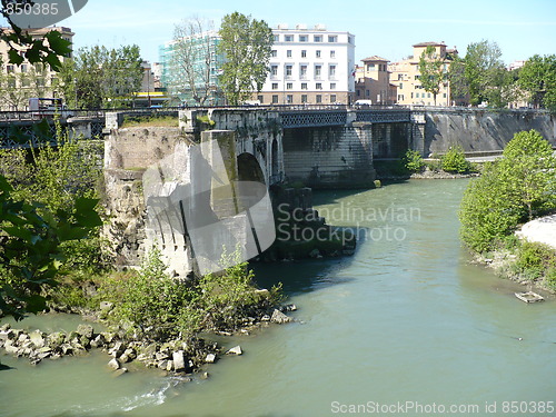 Image of Italy. Rome. Ruins of Ponte Rotto  