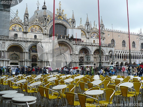 Image of Italy. Venice. Saint Mark's Basilica in the rain  