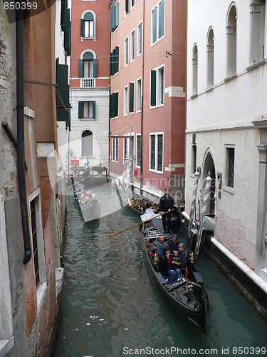 Image of Italy. Venice. Gondolas on the Venetian channels  