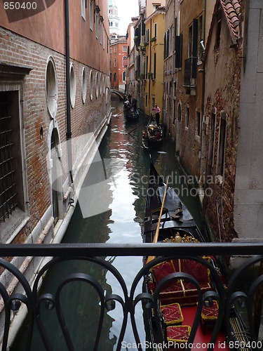 Image of Italy. Venice. Gondolas on the Venetian channels  