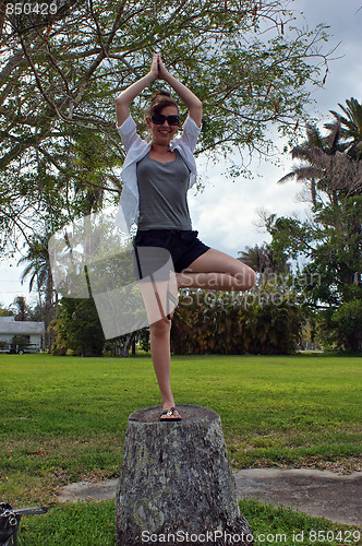 Image of outdoor yoga tree pose