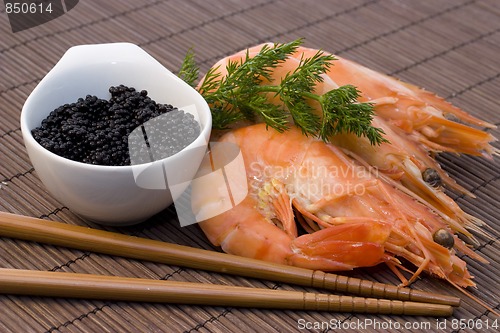 Image of shrimps and caviar