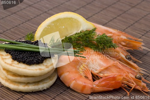Image of caviar and shrimp