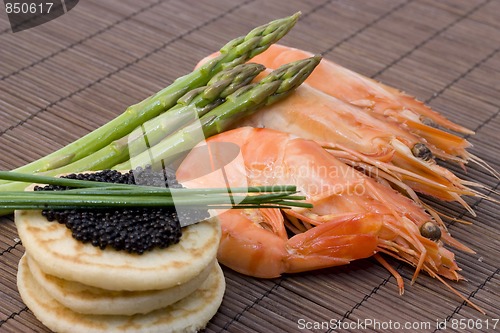 Image of caviar and shrimps