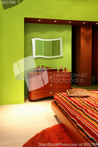 Image of Green bedroom detail