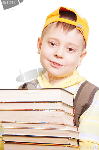 Image of Boy in yellow with books