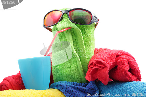 Image of Towel person with drink