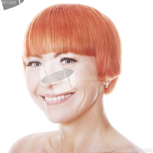 Image of Happy smiling redhead woman