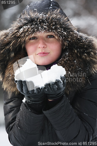 Image of Woman with snow lump
