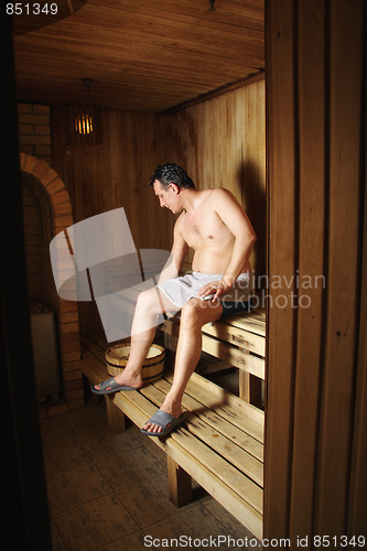 Image of Man in sauna