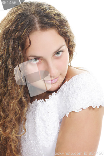 Image of Portrait of pretty curly bride