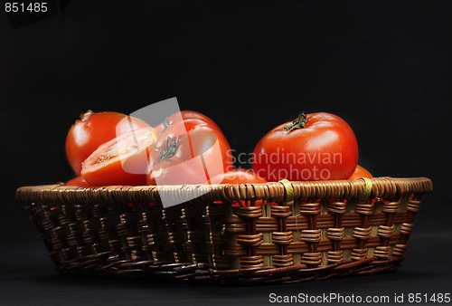 Image of Basket with ripe tomatoes