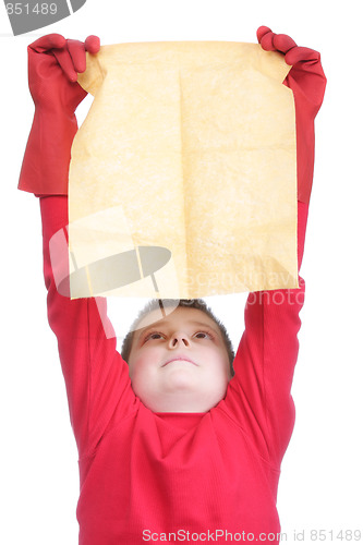 Image of Boy in red with duster