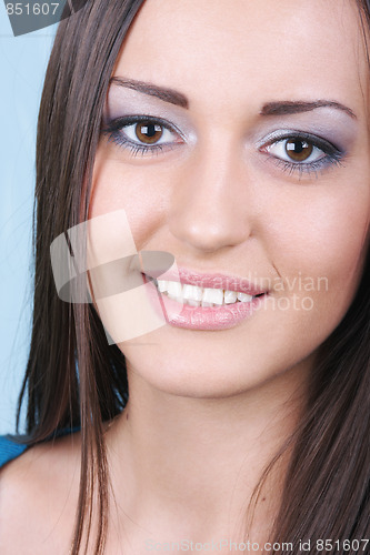 Image of Smiling brunette woman