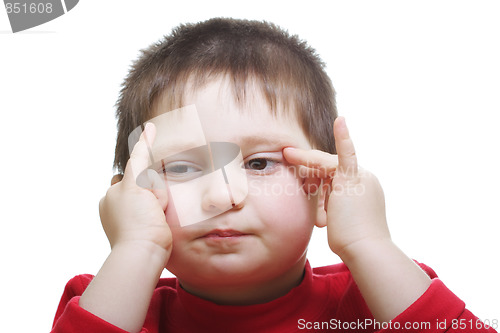 Image of Thoughtful boy in red sweater