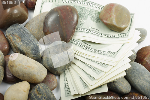 Image of Dollars among pebbles