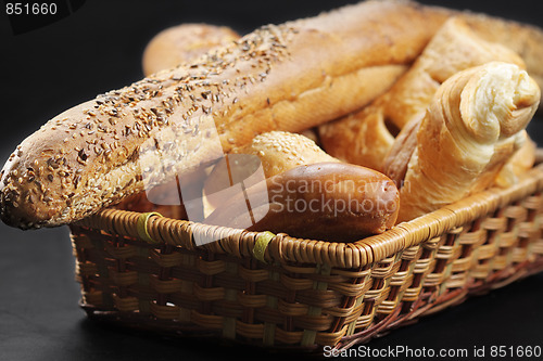 Image of Wicker basket full of pastry