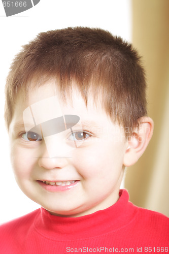 Image of Smiling boy in red sweater