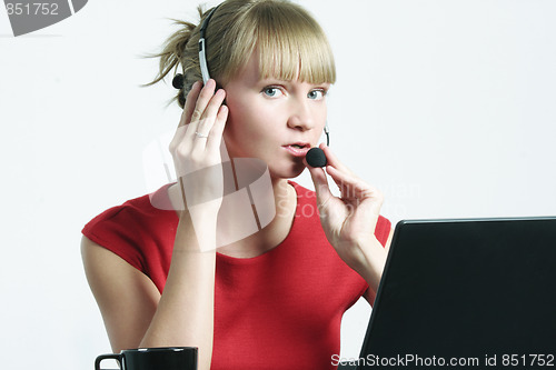 Image of Call center employee at work