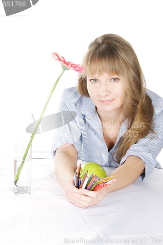 Image of Blonde with pencils