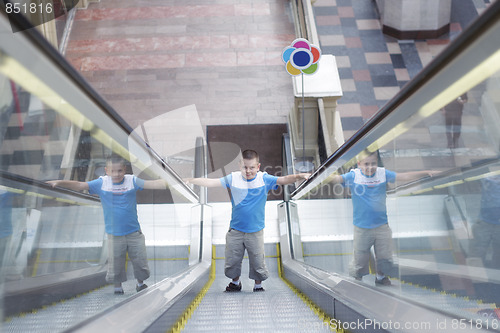 Image of Boy on escalator