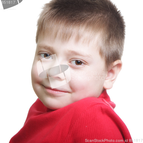 Image of Portrait of cute boy in red