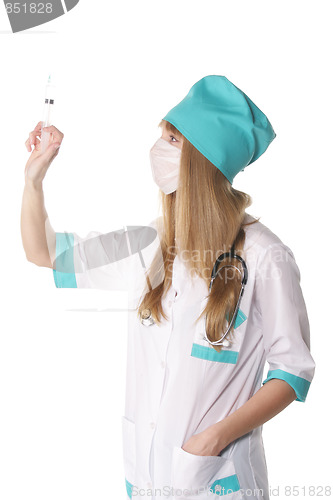 Image of Doctor with syringe sideview
