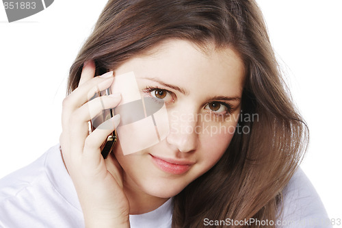 Image of Brunette with mobile