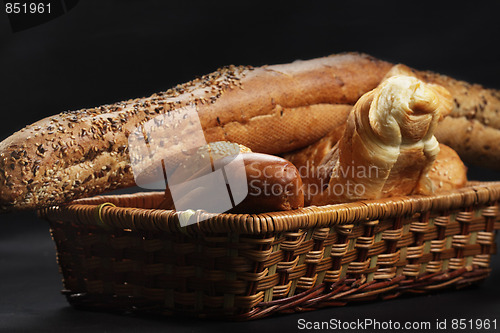 Image of Bread in wicker basket