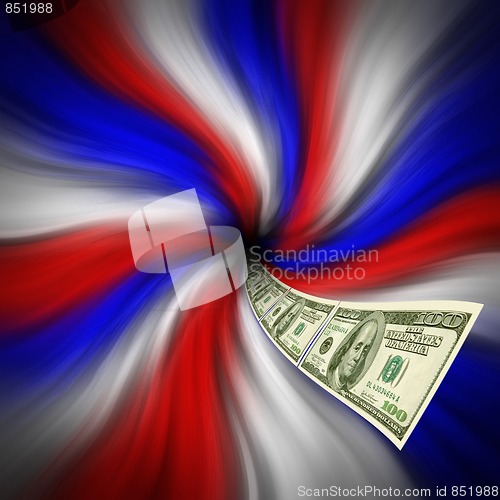 Image of Flowing American currency for financial stimulus