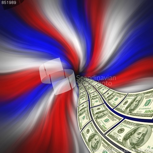Image of Flowing American currency for financial stimulus
