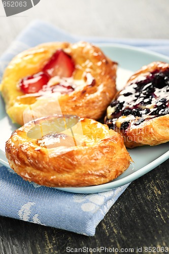 Image of Three fruit danishes