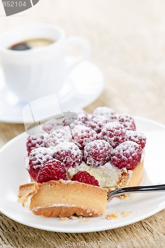 Image of Raspberry tart with coffee