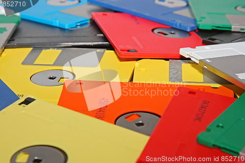 Image of Many colored compute diskette isolated on white