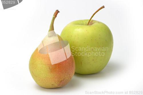 Image of Yellow pear and green apple