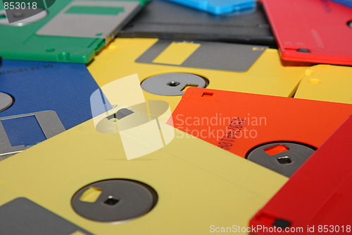 Image of Many colored compute diskette isolated on white