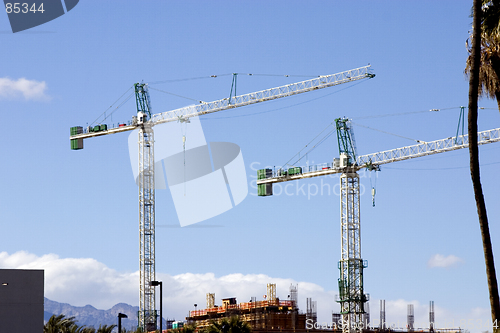 Image of Construction site with Two Cranes in the strip in Las Vegas