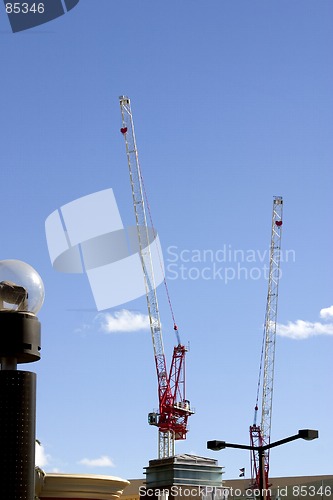Image of Construction site with Two Cranes in the strip in Las Vegas