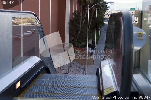 Image of Escalators going down to the street in Las Vegas