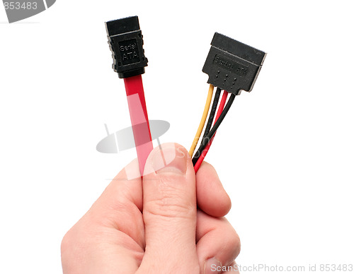 Image of SATA cables in hand